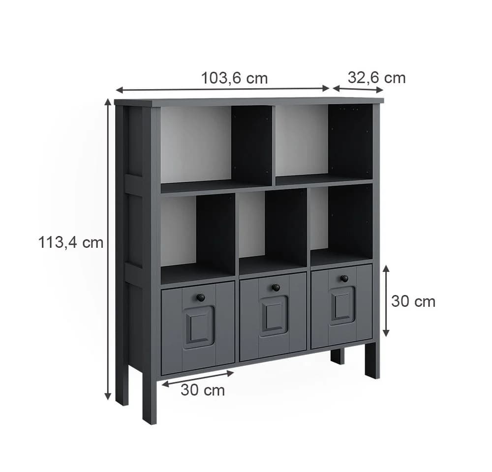VitaliSpa® Bücherregal Ajaton Grau mit Schubladen - Bild 4