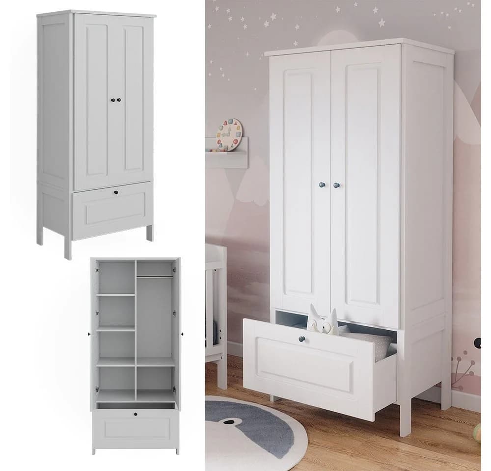 VitaliSpa® Kleiderschrank Ajaton Weiß Modernes Design - Bild 2