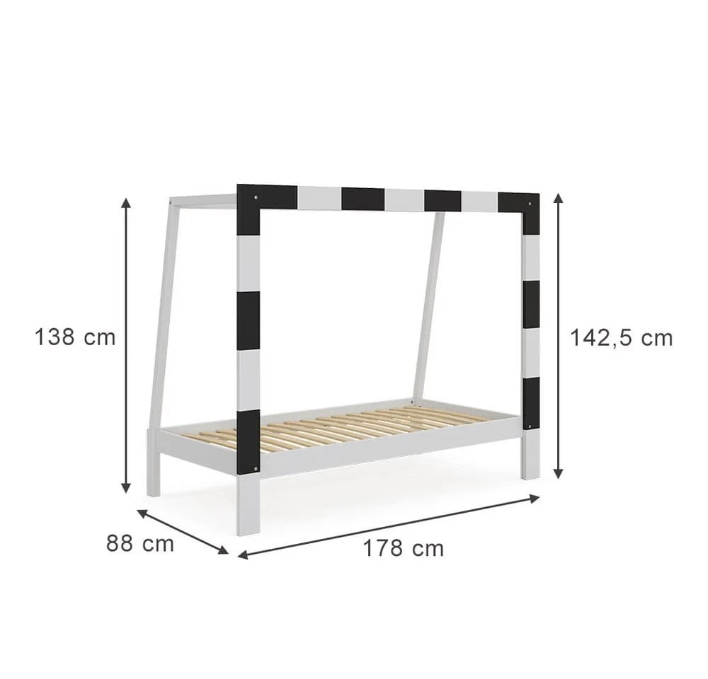 VitaliSpa® Kinderbett Fußballtor Weiß/Schwarz Holz - Bild 4
