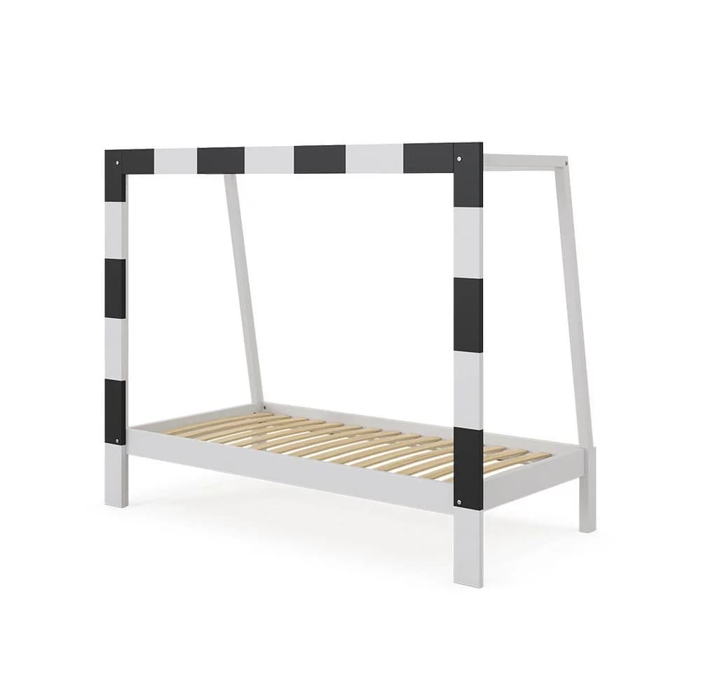 VitaliSpa® Kinderbett Fußballtor Weiß/Schwarz Holz - Bild 5
