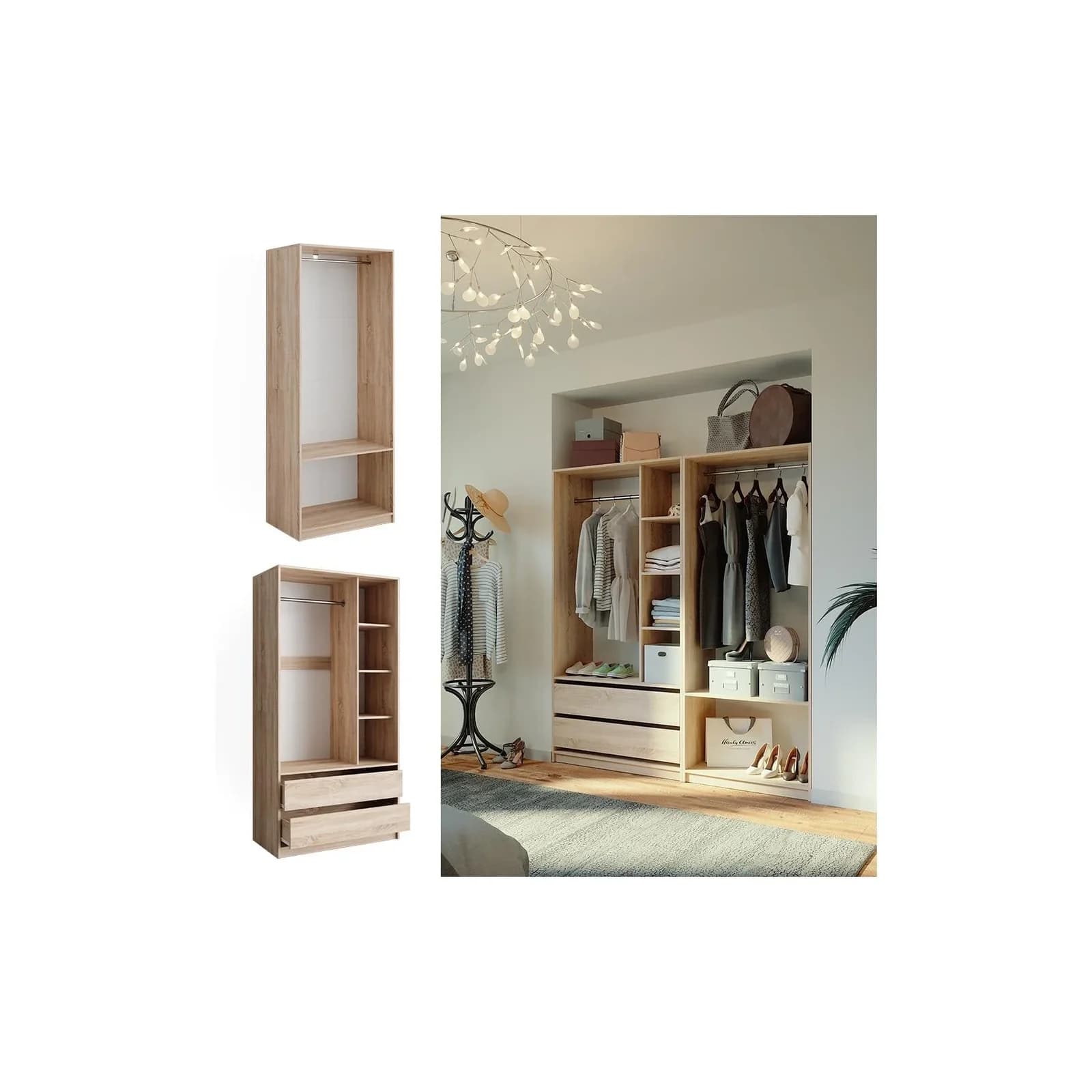 Vicco Kleiderschrank Elmo Sonoma 2-teiliges Garderobenschrank-Set