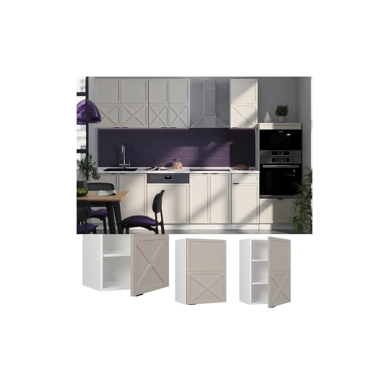 Vicco Hängeschrank Fame-Line GrauBeige Weiß 50 cm