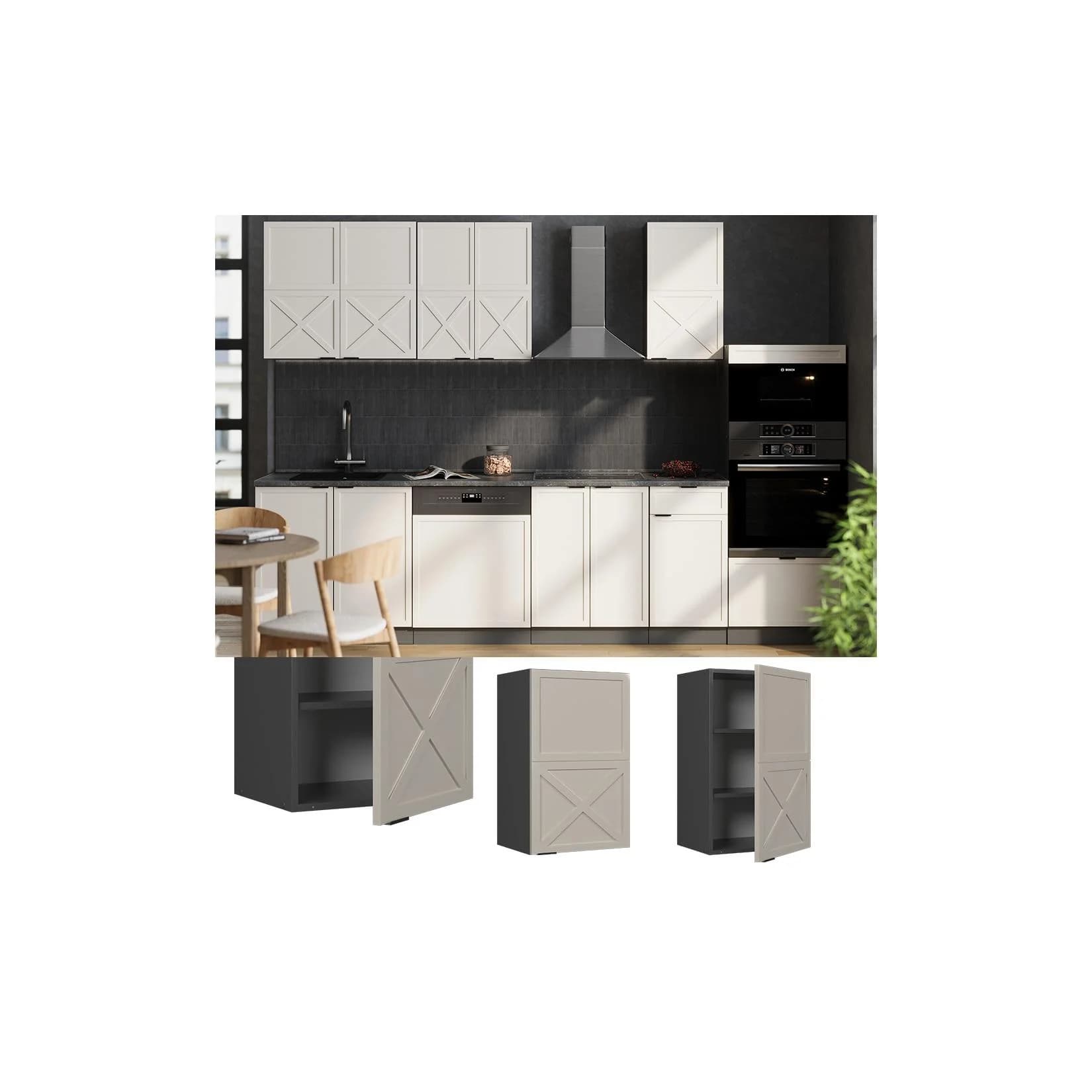 Vicco Hängeschrank Fame-Line Anthrazit Grau-Beige gerahmt