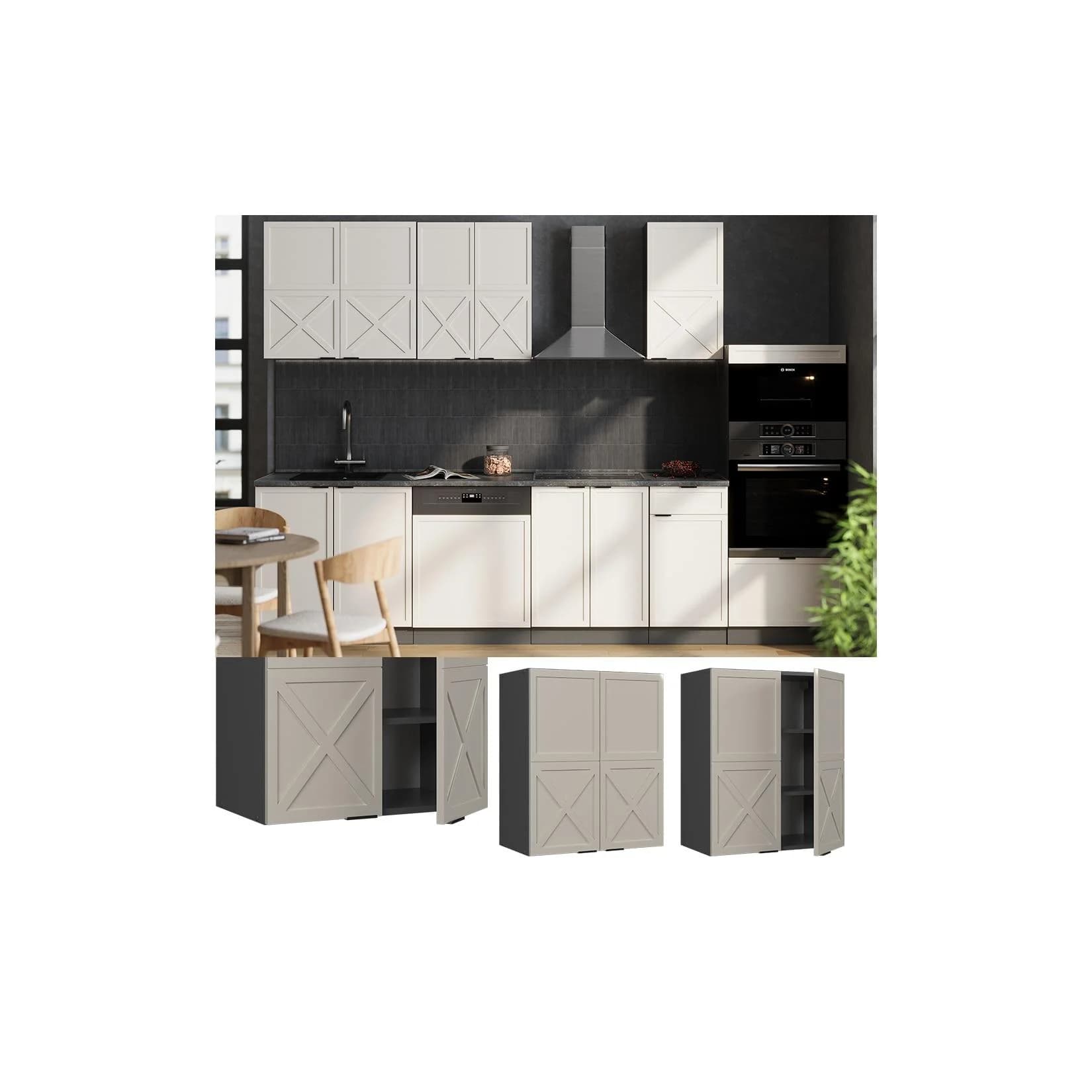 Vicco Hängeschrank Fame-Line Anthrazit Grau-Beige Gerahmt