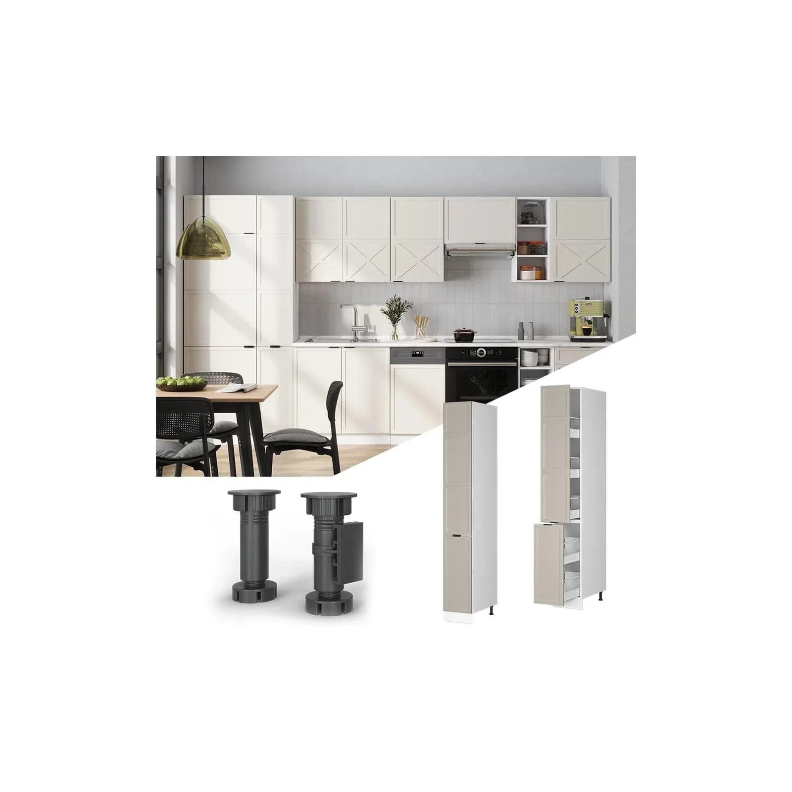 Vicco Apothekerhochschrank Fame-Line Weiß Grau-Beige 30 cm