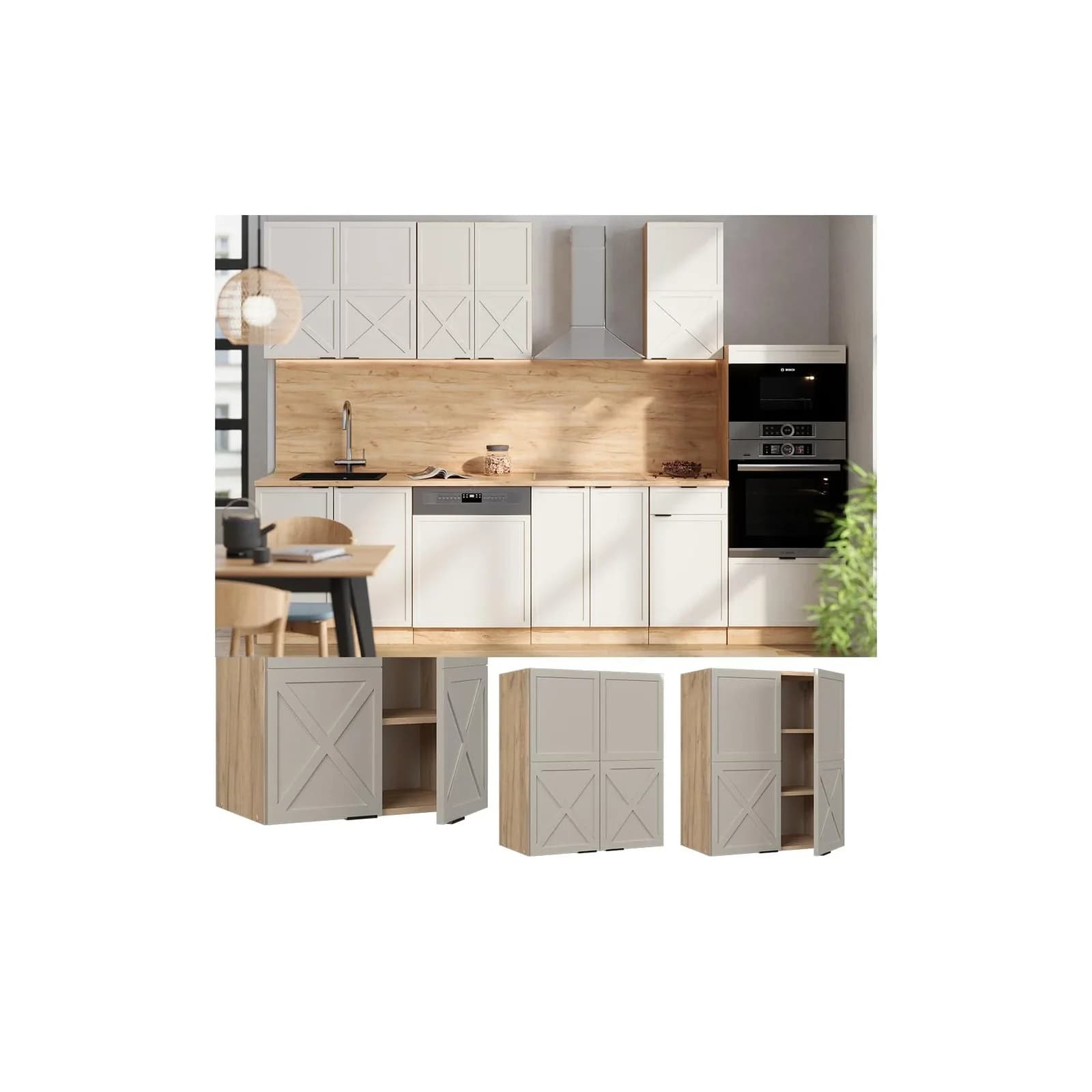 Vicco Hängeschrank Fame-Line Eiche Grau-Beige Gerahmt