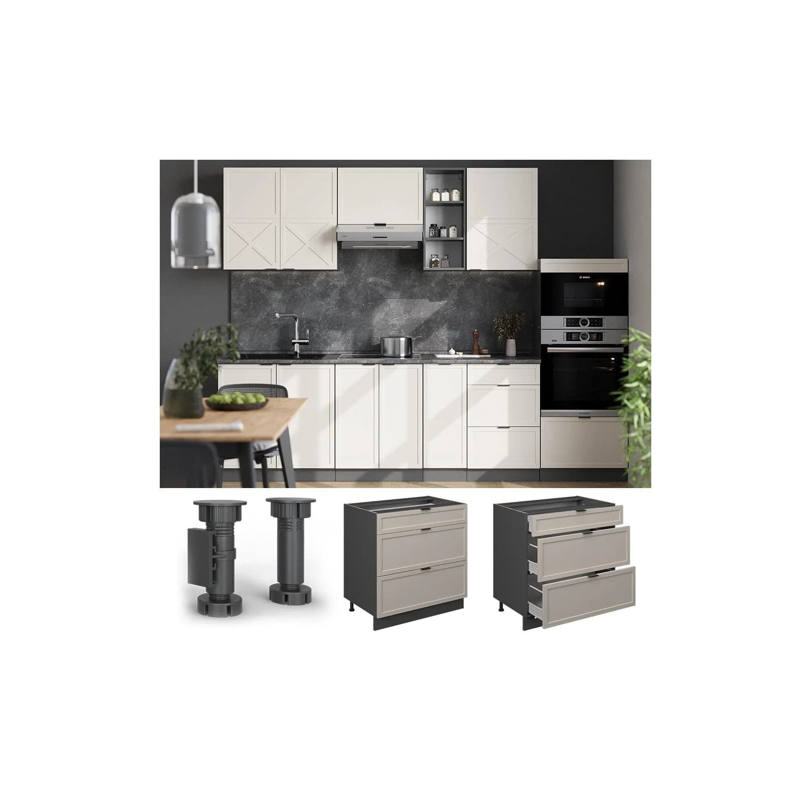 Vicco Schubladenunterschrank Fame-Line Grau-Beige Gerahmt 80 cm