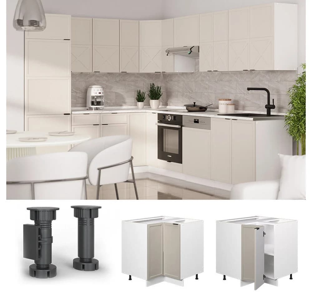 Vicco Eckunterschrank Fame-Line Weiß Grau-Beige gerahmt 87 cm - Bild 5