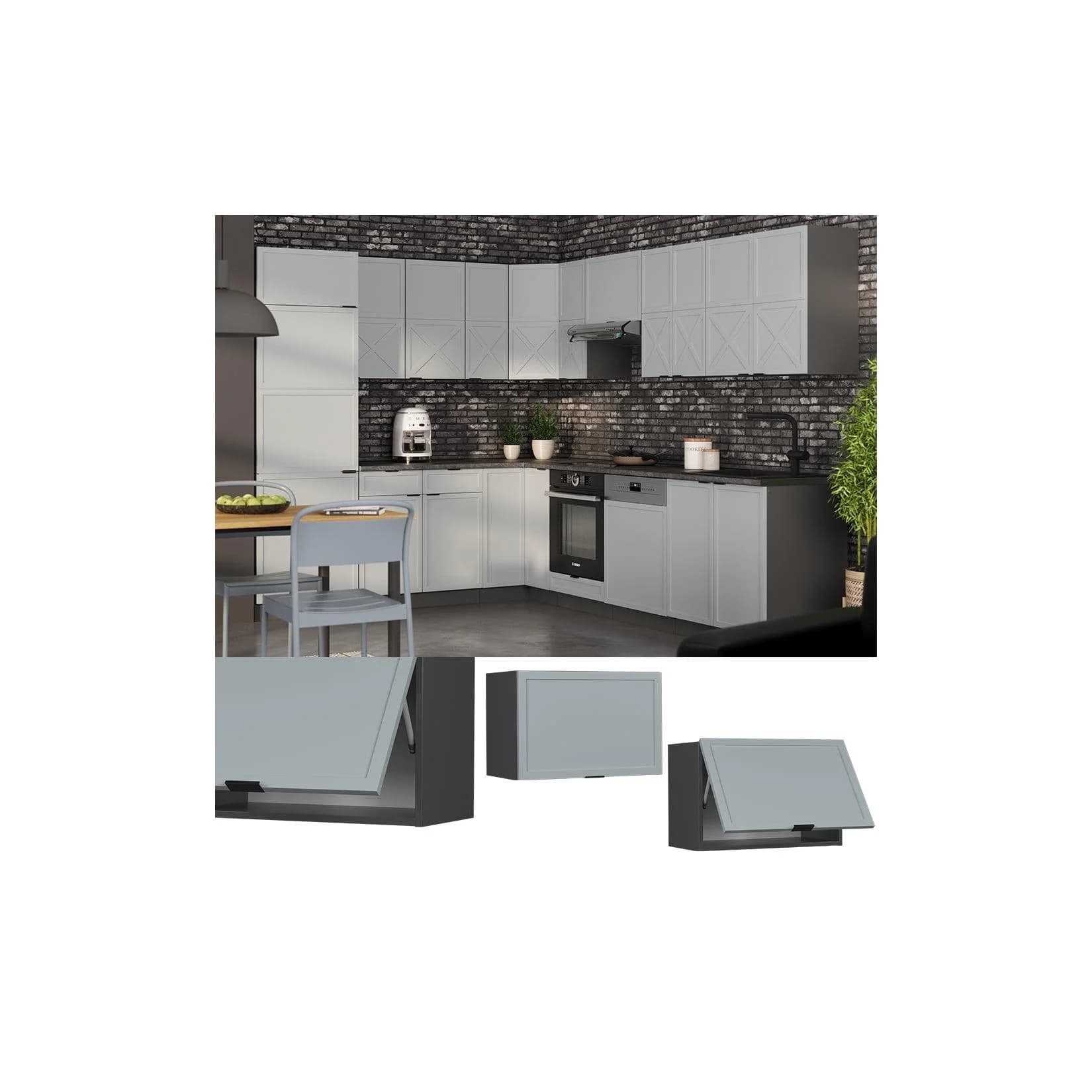 Vicco Hängeschrank Fame-Line Anthrazit Hellblau-Grau 60 cm