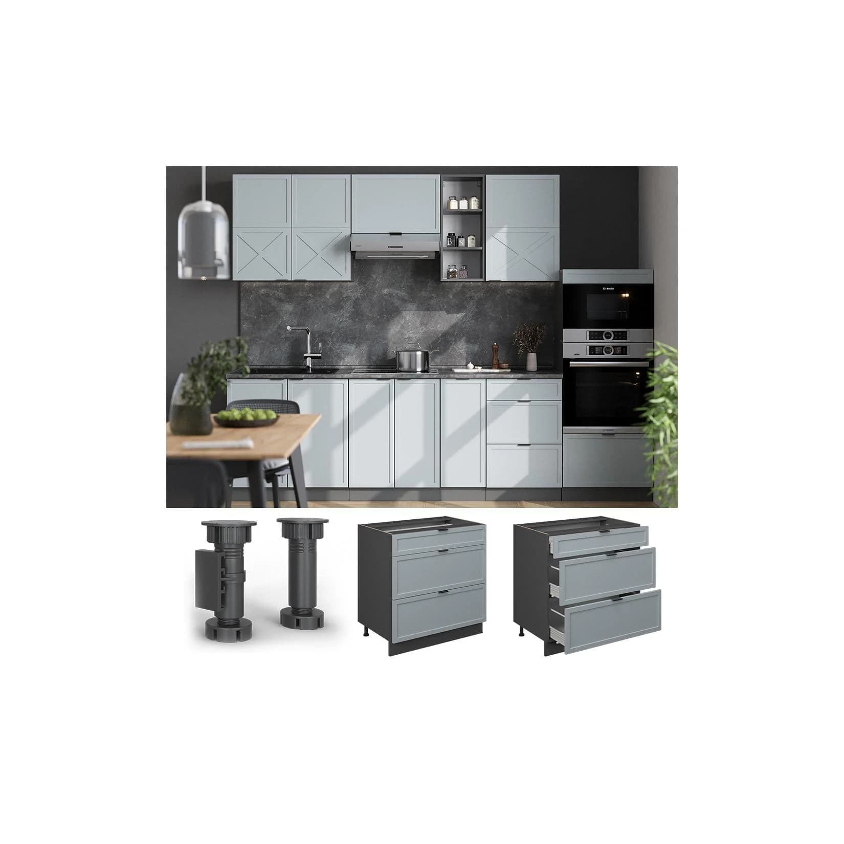 Vicco Schubladenunterschrank Fame-Line Anthrazit Grau 80 cm Eiche
