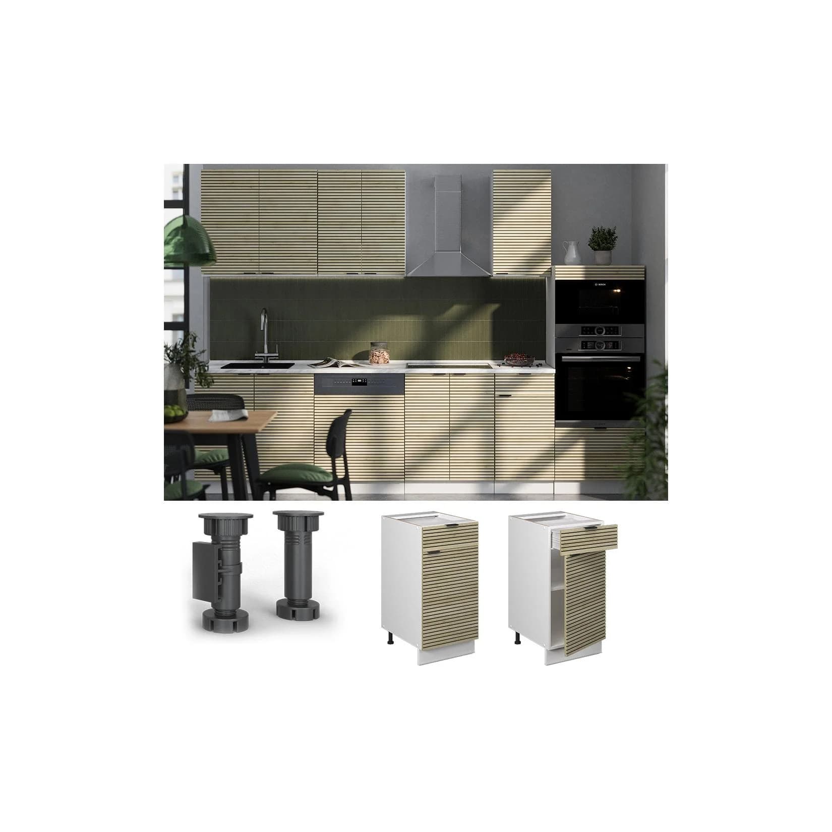 Vicco Schubunterschrank Fame-Line Weiß Eiche gefräst 40 cm