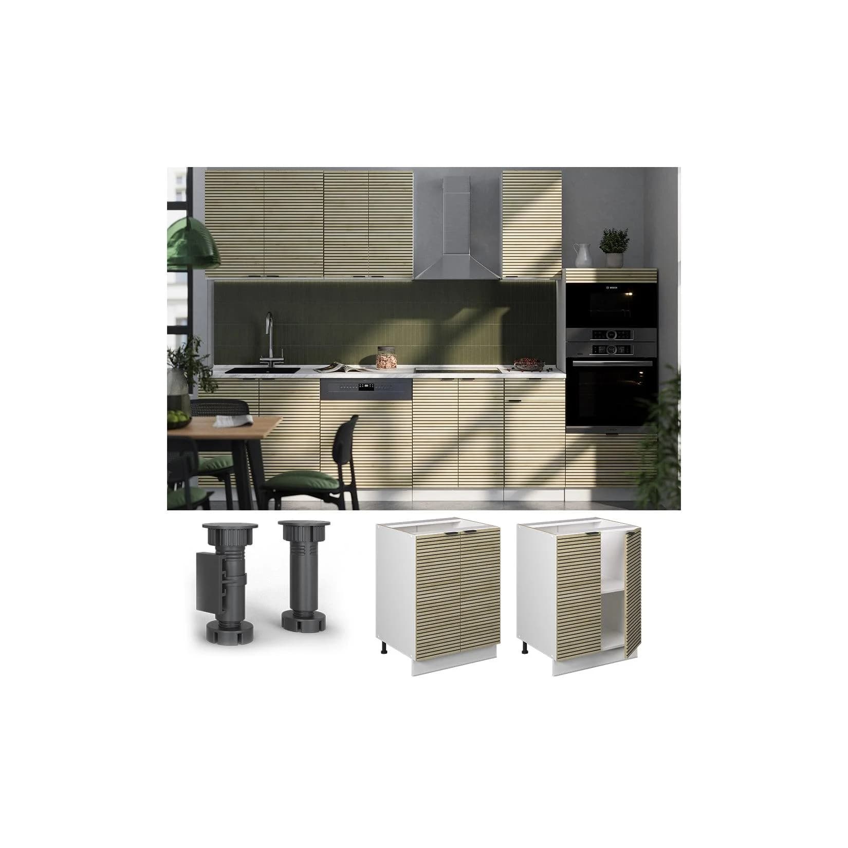 Vicco Unterschrank Fame-Line Weiß Eiche gefräst 60 cm