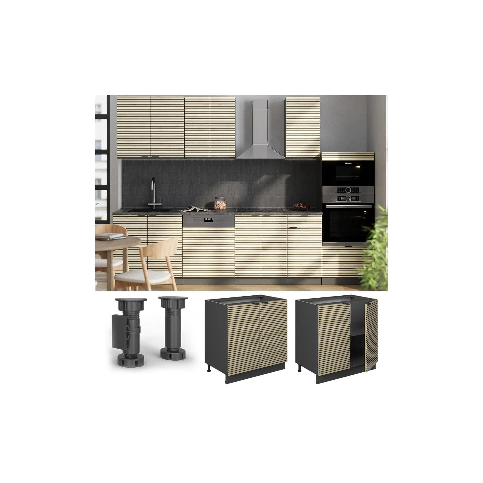 Vicco Unterschrank Fame-Line Anthrazit Eiche gefräst 80 cm