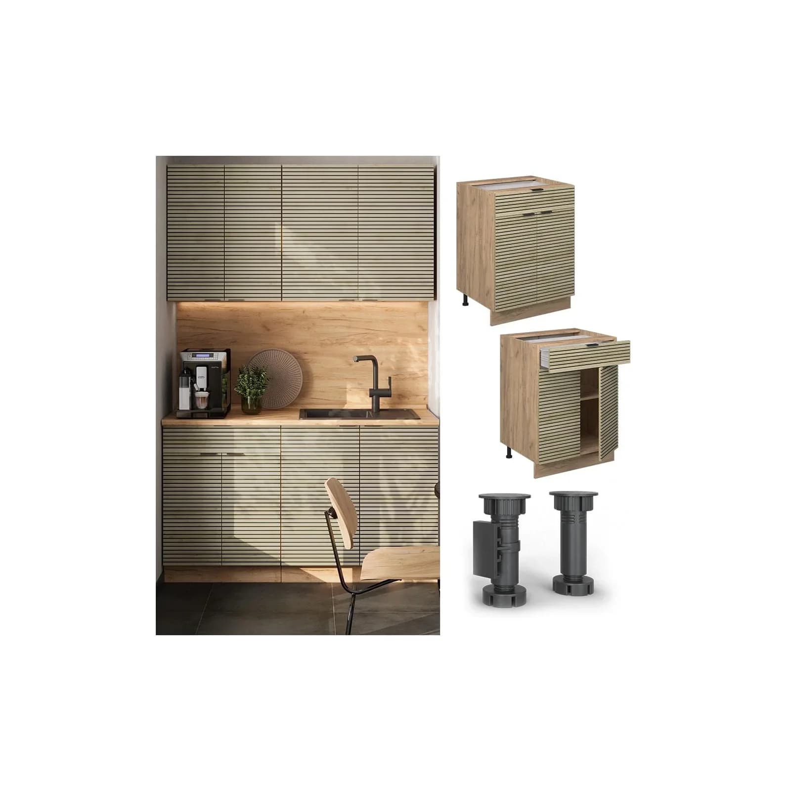 Vicco Schubunterschrank Fame-Line Eiche Anthrazit 60 cm