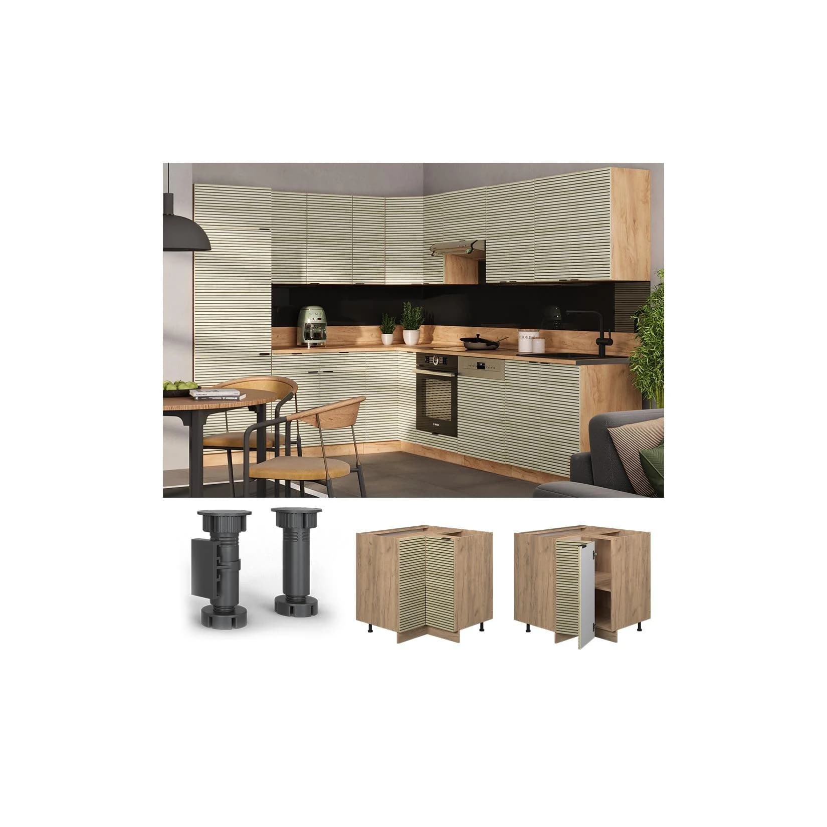 Vicco Eckunterschrank Fame-Line Eiche gefräst 87 cm