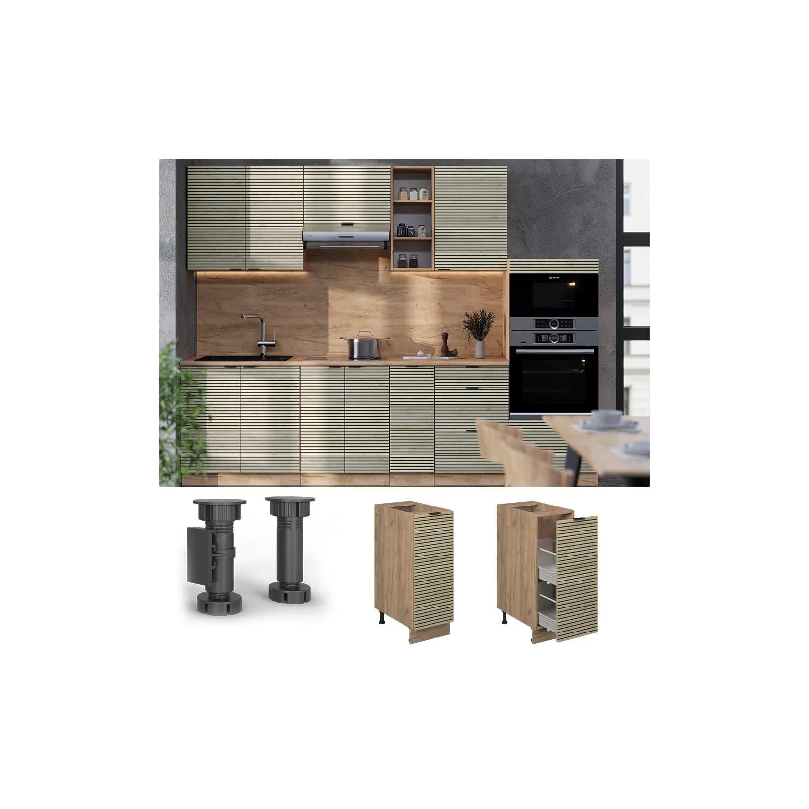 Vicco Apothekerunterschrank Fame-Line Eiche Anthrazit