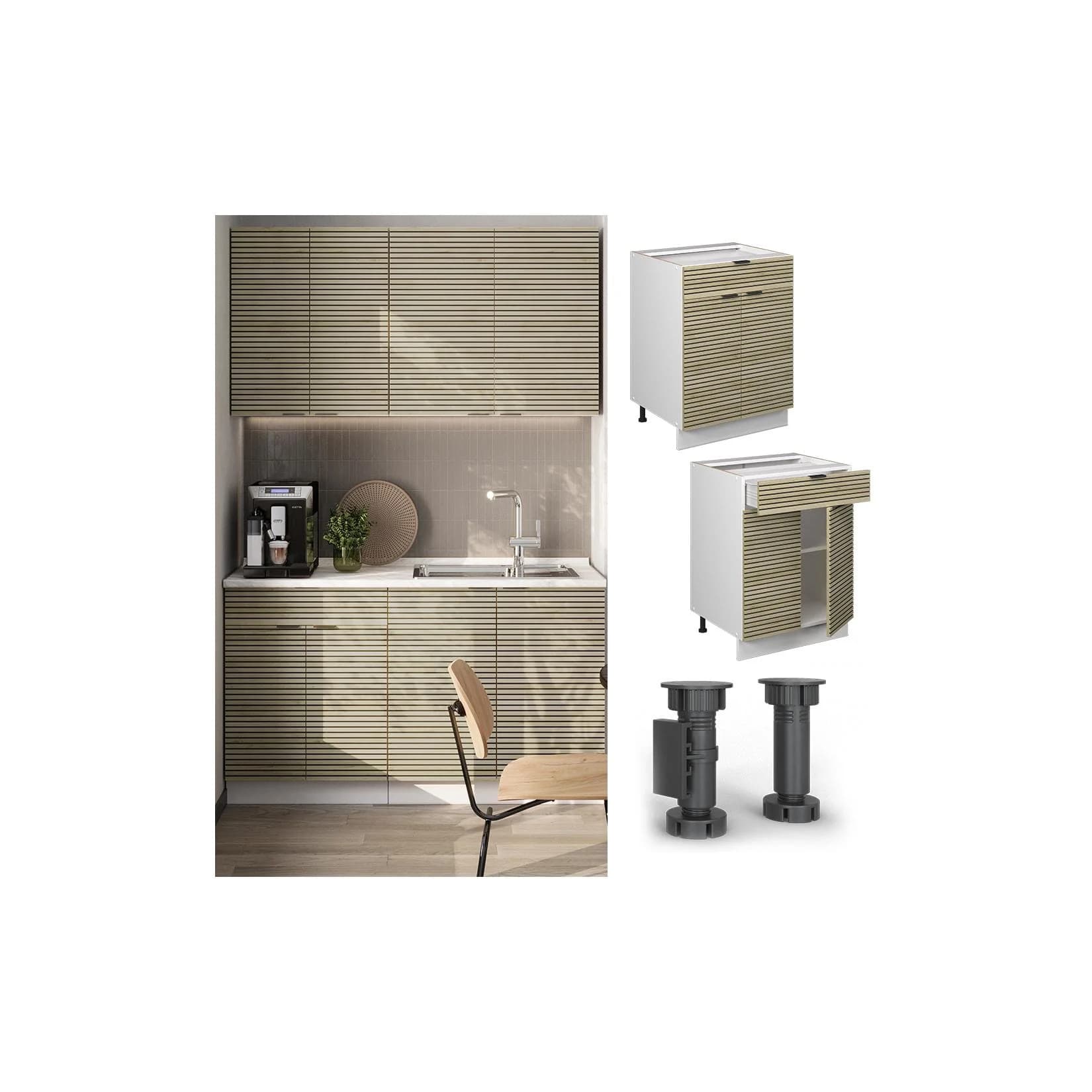 Vicco Schubunterschrank Fame-Line Weiß Eiche gefräst 60 cm