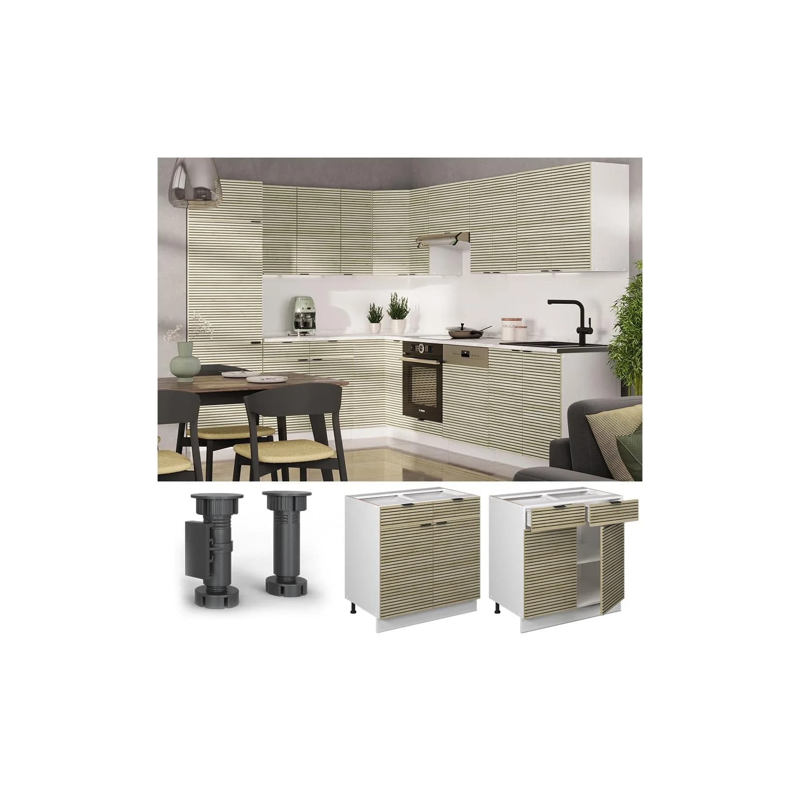 Vicco Schubunterschrank Fame-Line Weiß Eiche gefräst 80 cm