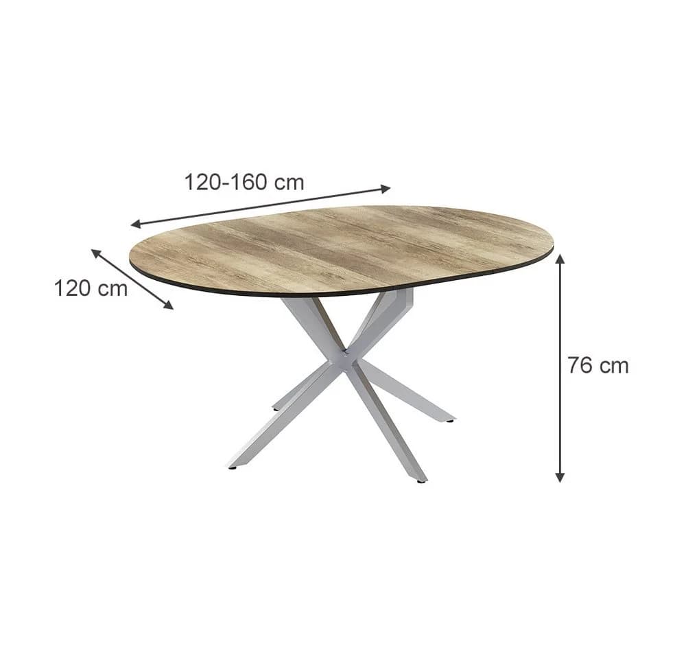 Vicco Esstisch Loyd, Eiche rustikal/Grau, 120 x 76.5 cm ausziehbar - Bild 4