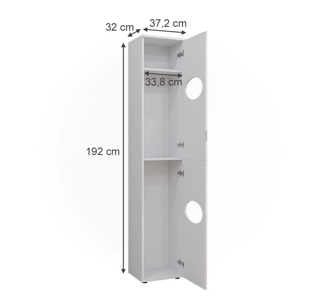Vicco Hochschrank Irma Weiß Hochglanz Moderner Wäscheschrank - Bild 3