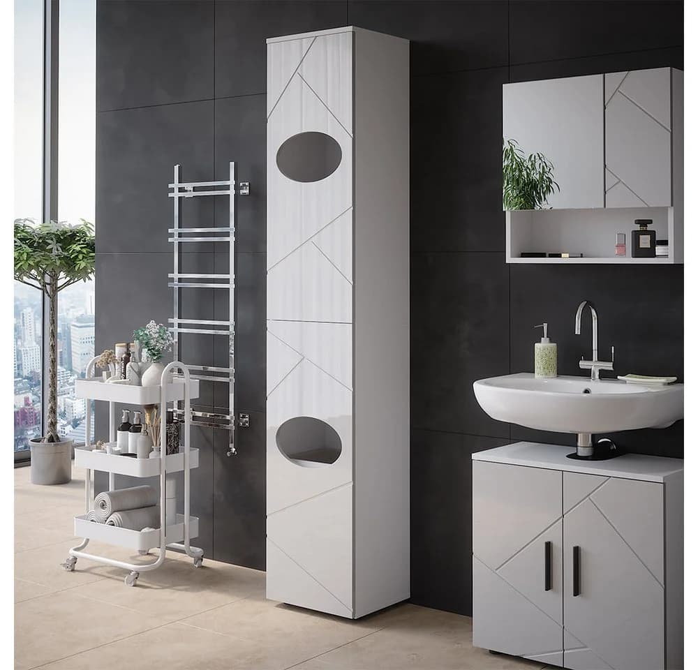 Vicco Hochschrank Irma Weiß Hochglanz Moderner Wäscheschrank - Bild 4