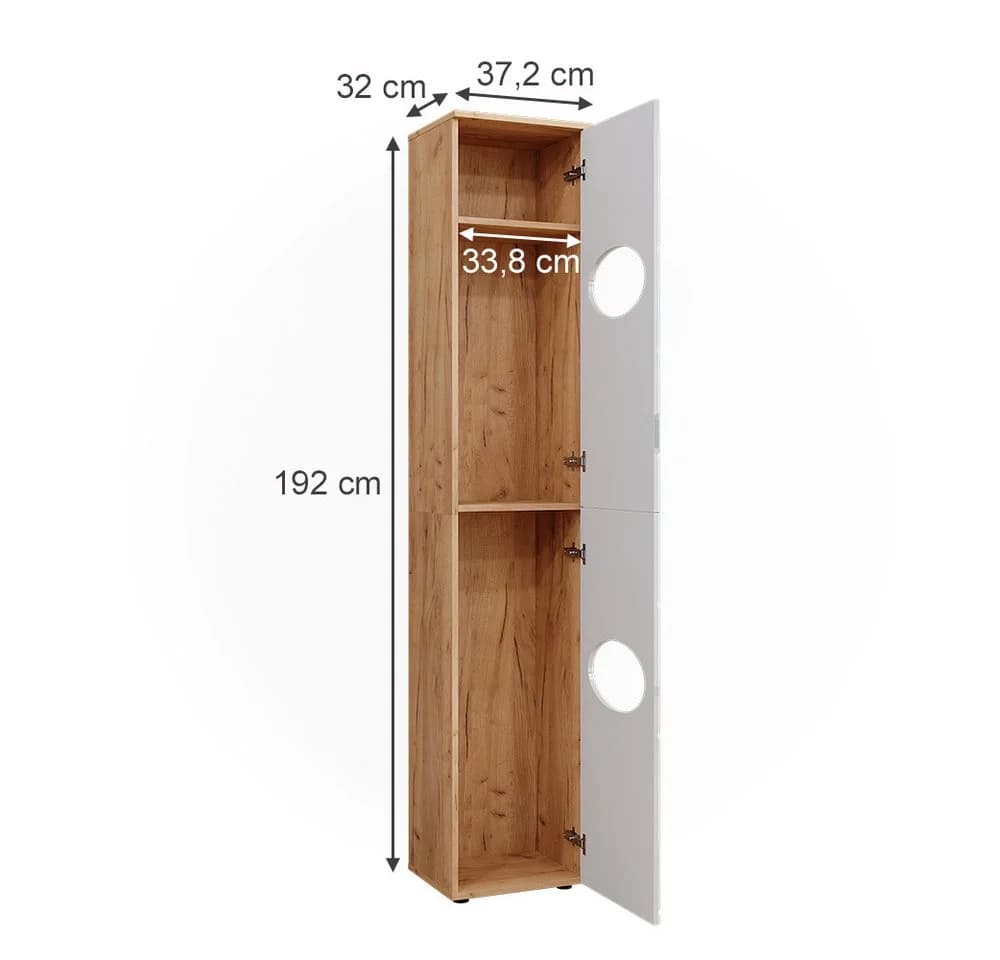 Vicco Hochschrank Irma Weiß Hochglanz Eiche Modern - Bild 3