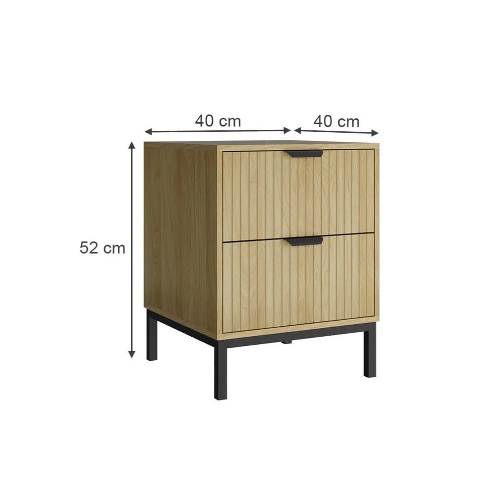 Vicco Nachtschrank Lennox 2er Set Eiche/Schwarz Modern - Bild 4