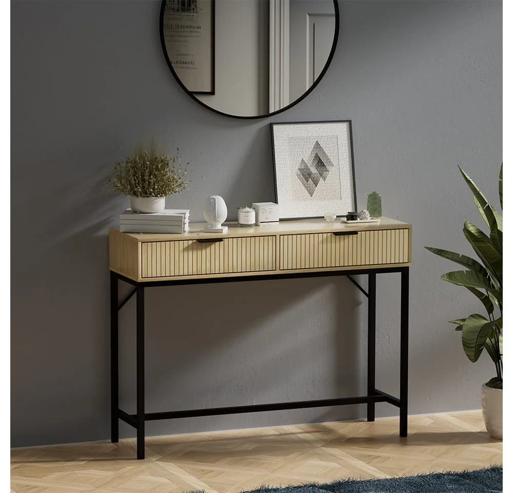 Vicco Konsolentisch Lennox Eiche Schwarz mit 2 Schubladen - Bild 2