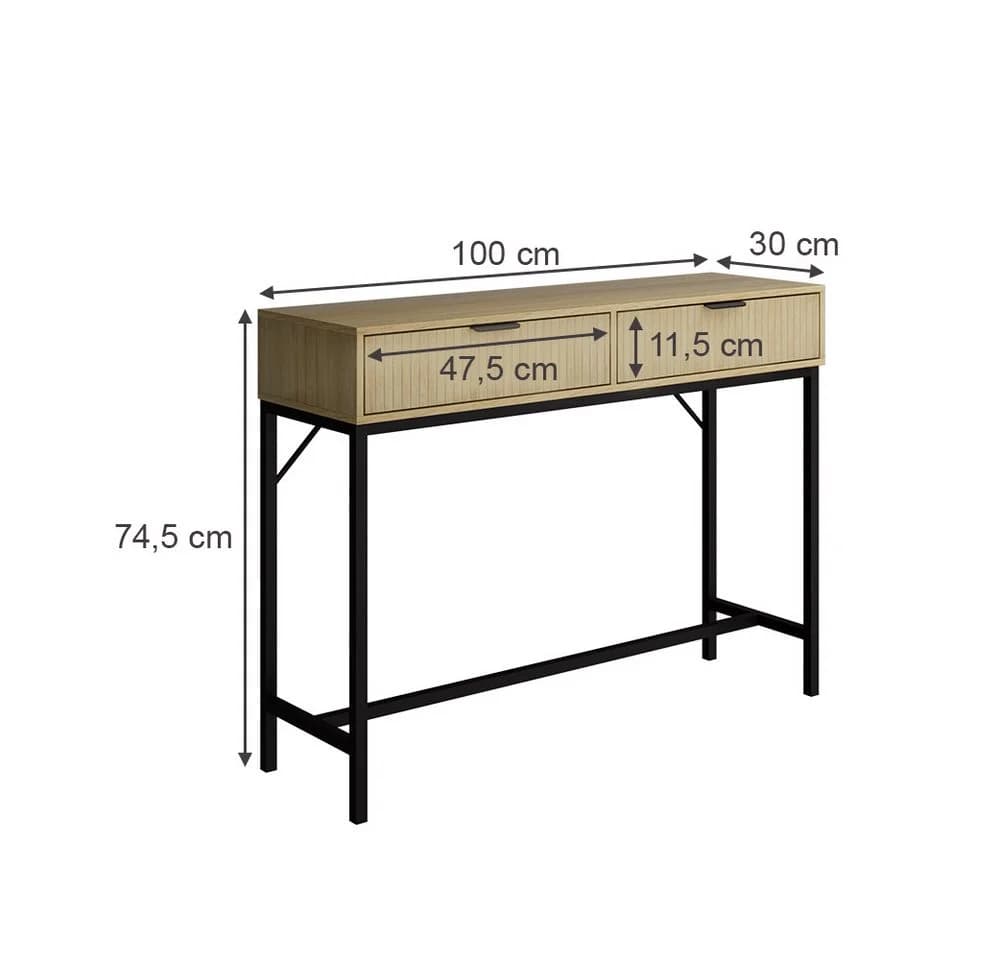 Vicco Konsolentisch Lennox Eiche Schwarz mit 2 Schubladen - Bild 4