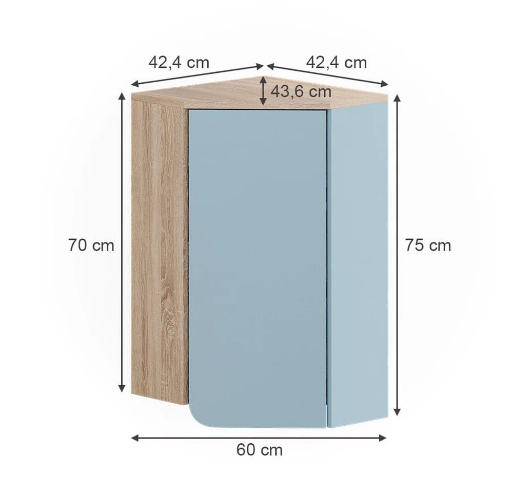 Vicco Hängeschrank Karen Eckbadmöbel Blau-Grau/Sonoma - Bild 3