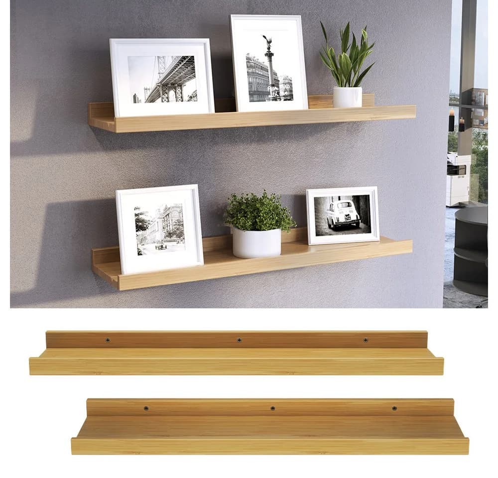Vicco Bücherregal Linus 2er Set Bambus Modern Wandregal
