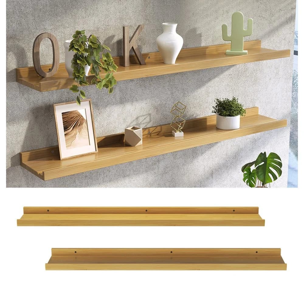 Vicco Bücherregal Linus 2er Set Bambus Modern Wandregal