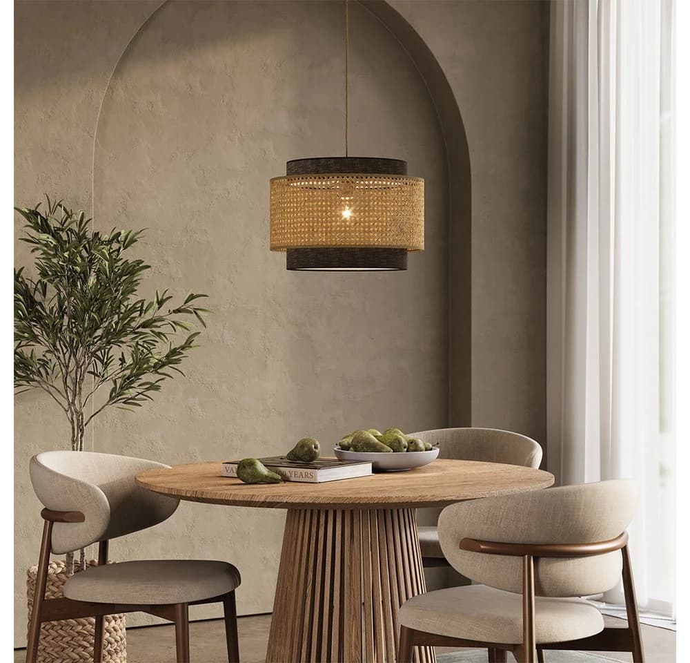 Vicco Pendelleuchte Morten Rattan Schwarz E27 - Bild 4