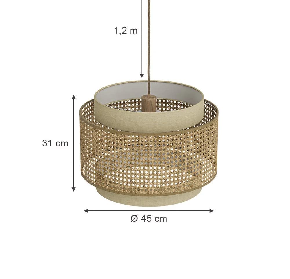 Vicco Pendelleuchte Morten Rattan/Creme Japandi Design - Bild 3