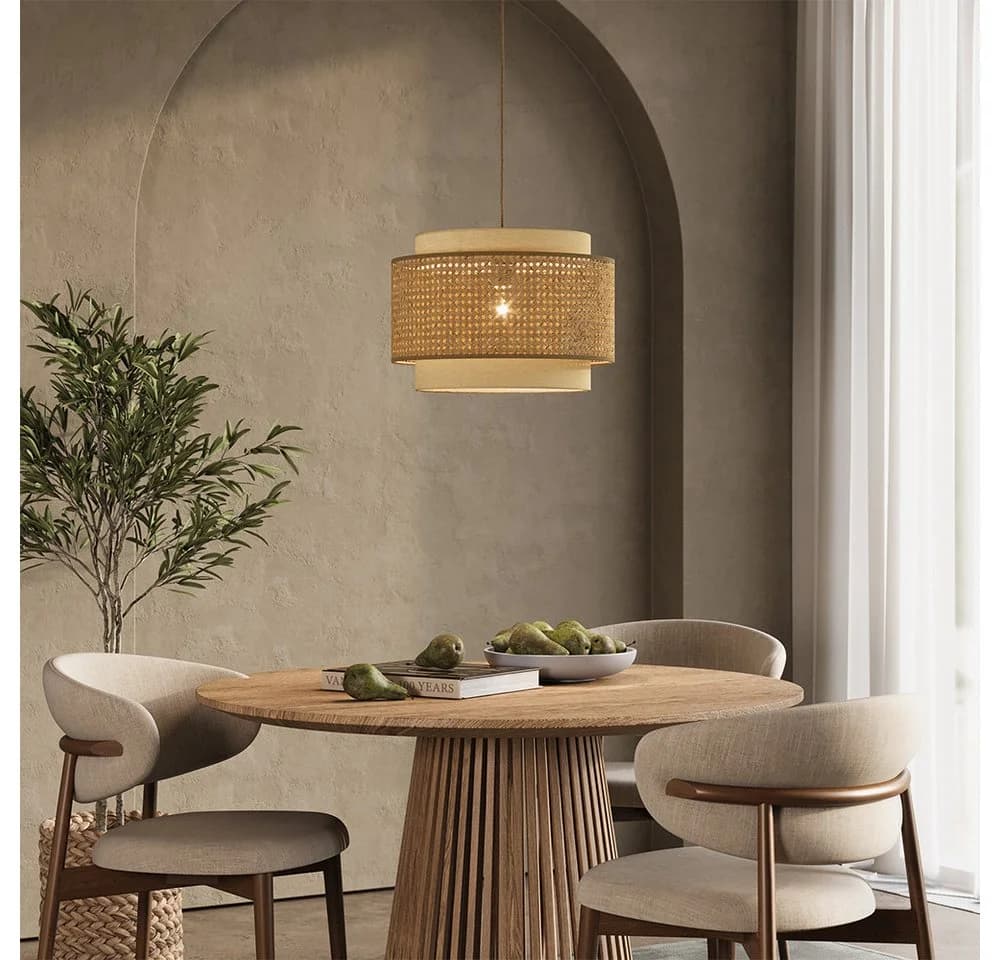 Vicco Pendelleuchte Morten Rattan/Creme Japandi Design - Bild 4