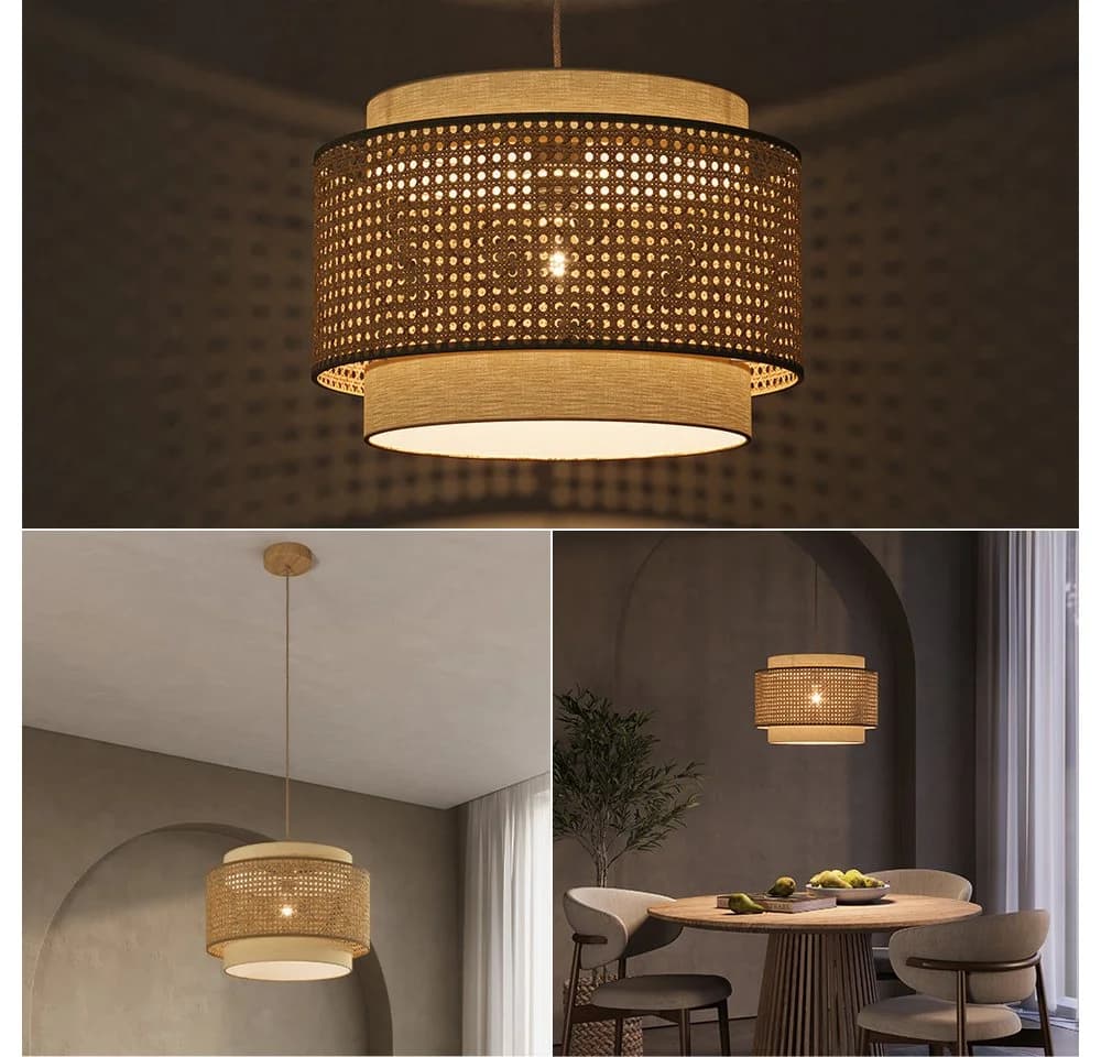 Vicco Pendelleuchte Morten Rattan/Creme Japandi Design - Bild 5
