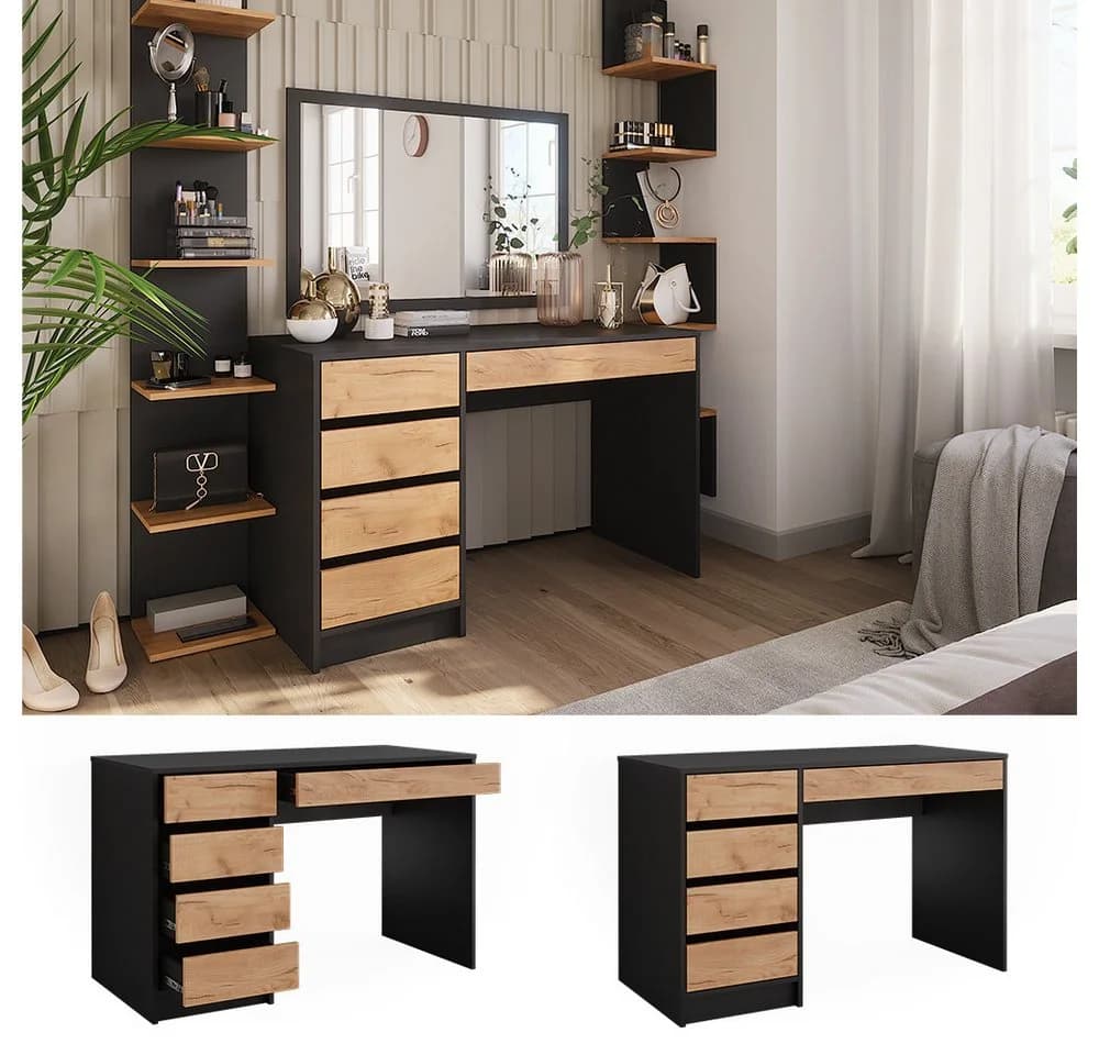 Vicco Schreibtisch Sherry Anthrazit/Goldkraft Eiche