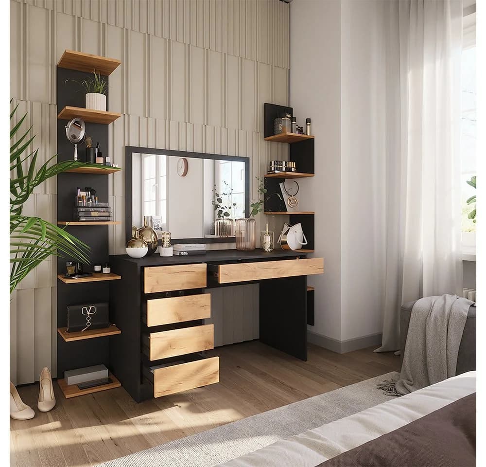 Vicco Schreibtisch Sherry Anthrazit/Goldkraft Eiche - Bild 2
