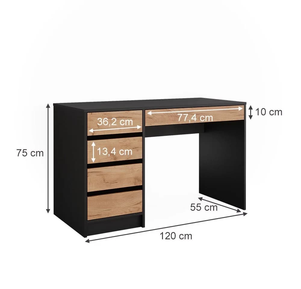 Vicco Schreibtisch Sherry Anthrazit/Goldkraft Eiche - Bild 3