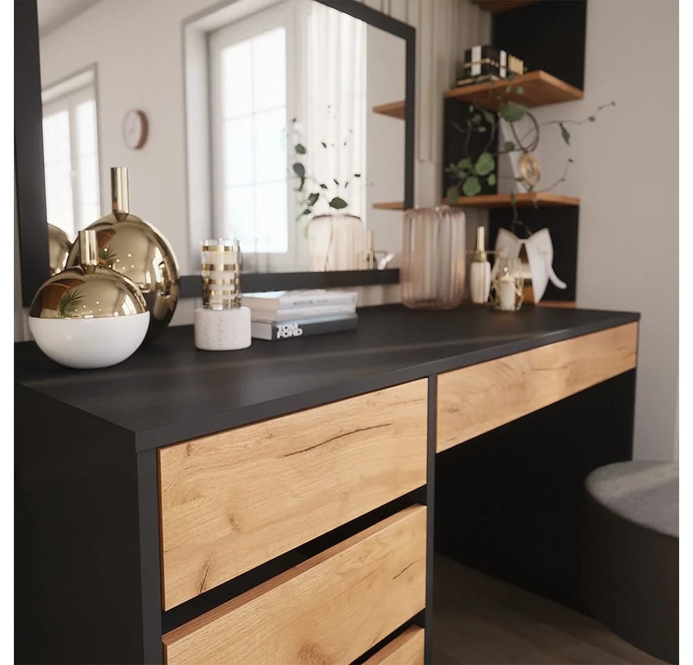 Vicco Schreibtisch Sherry Anthrazit/Goldkraft Eiche - Bild 5