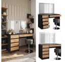 Vicco Schminktisch Sherry Anthrazit/Goldkraft Eiche mit LED-Spiegel Bild 1