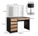 Vicco Schminktisch Sherry Anthrazit/Goldkraft Eiche mit LED-Spiegel Bild 3