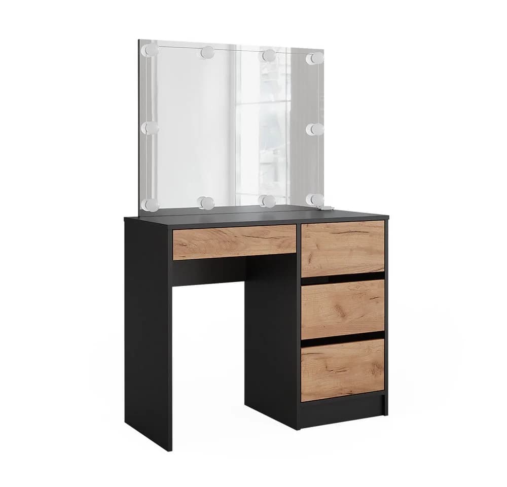 Vicco Schminktisch Sherry mit LED-Spiegel & Stauraum Anthrazit/Goldkraft Eiche - Bild 4