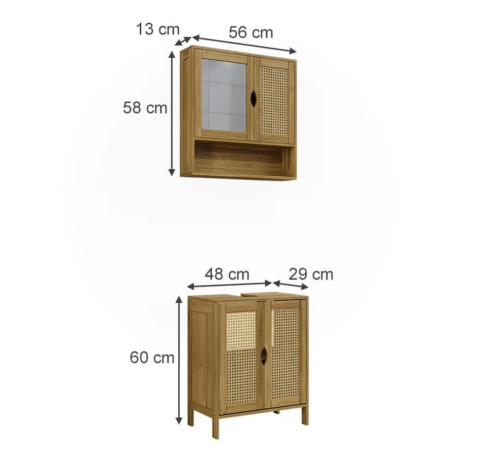 Vicco Badmöbel-Set Liora Bambus/Rattan 2 Teile