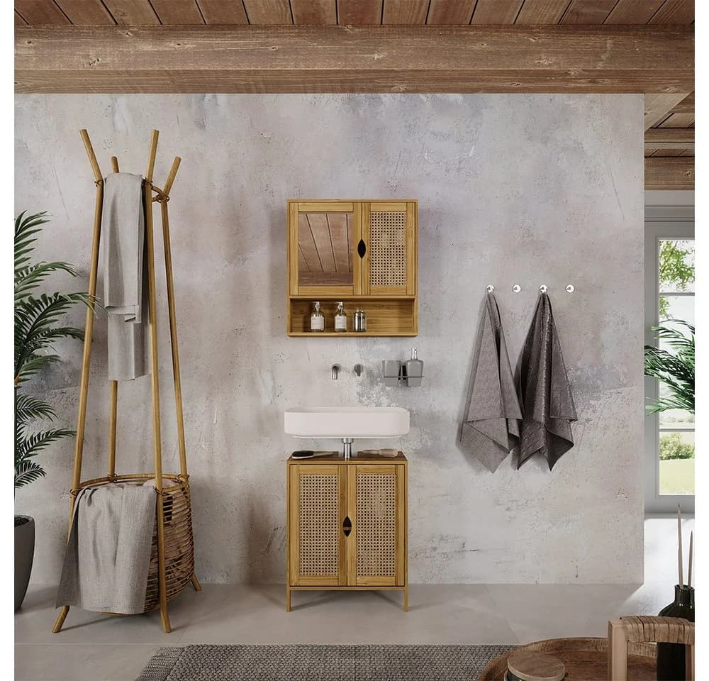 Vicco Badmöbel-Set Liora Bambus/Rattan 2 Teile - Bild 3