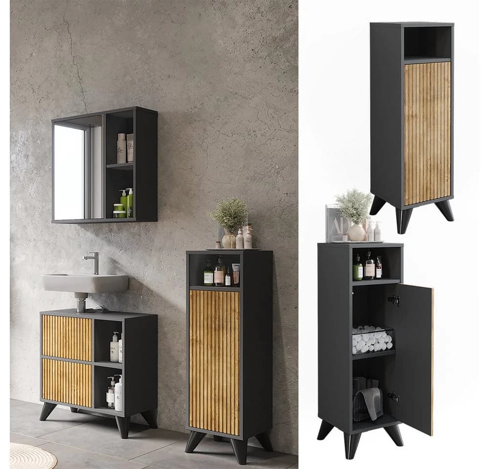Vicco Midischrank Leano Anthrazit/Bergeiche mit Tür