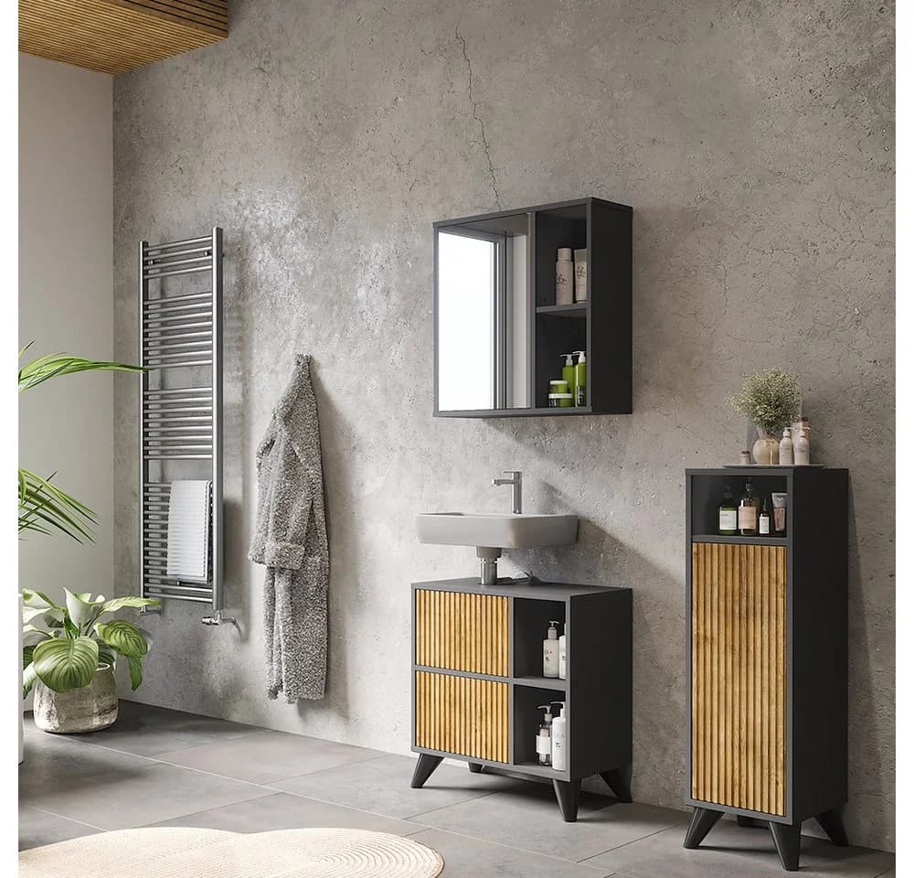 Vicco Midischrank Leano Anthrazit/Bergeiche mit Tür - Bild 4
