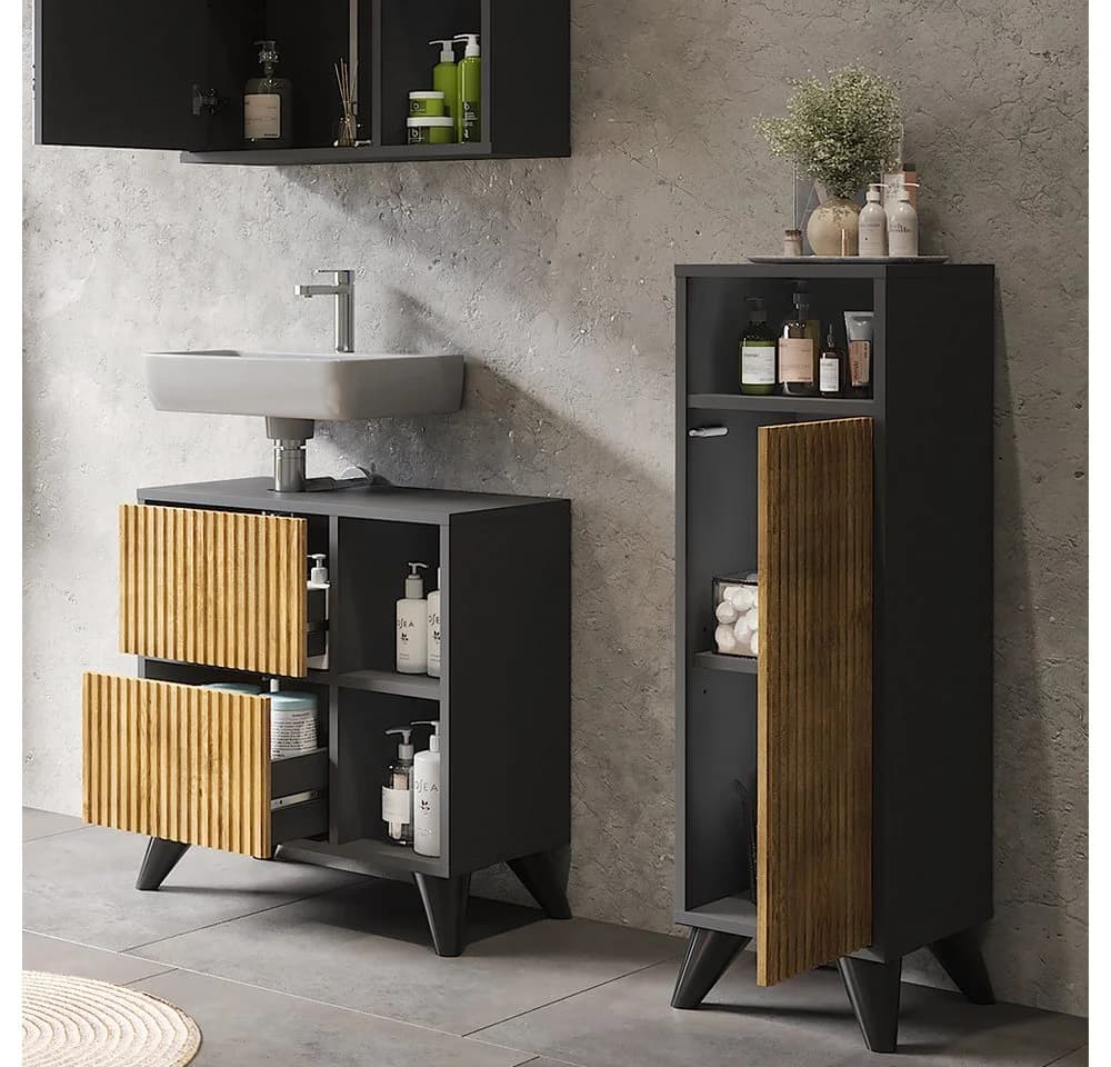 Vicco Midischrank Leano Anthrazit/Bergeiche mit Tür - Bild 5