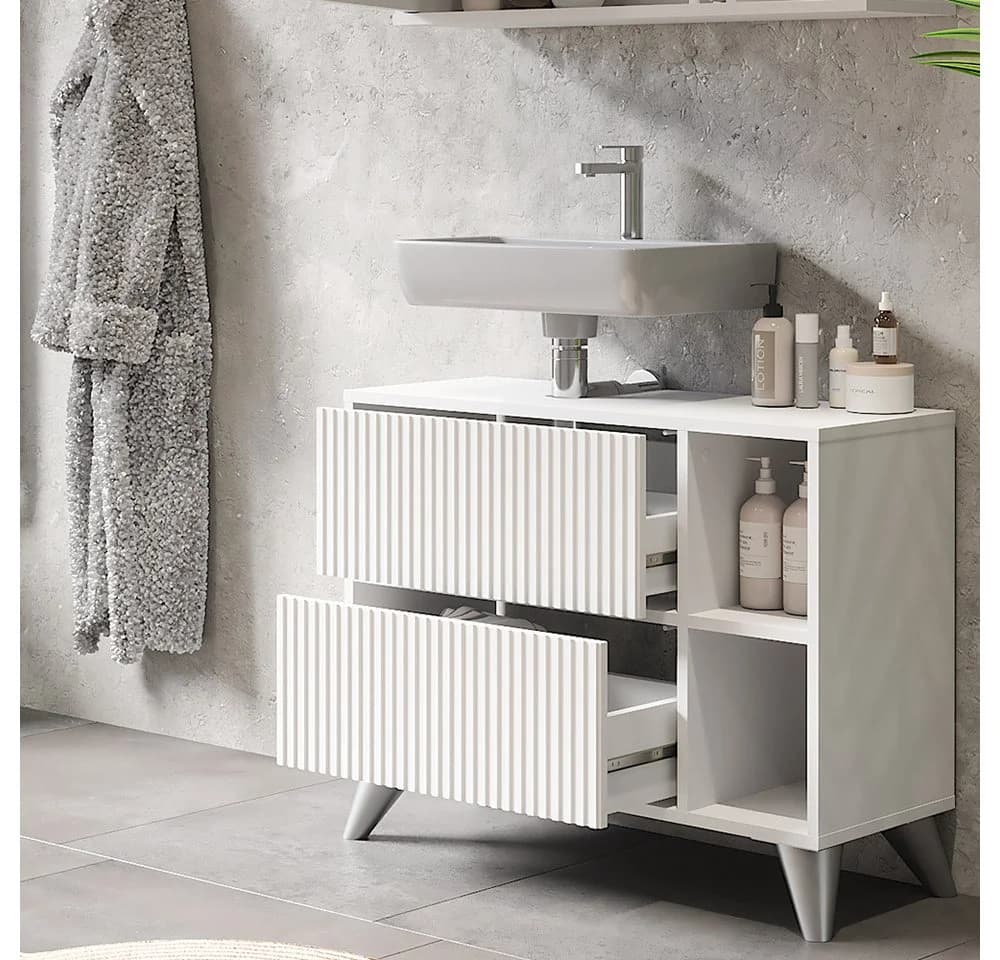 Vicco Waschbeckenunterschrank Leano Weiß - Bild 5
