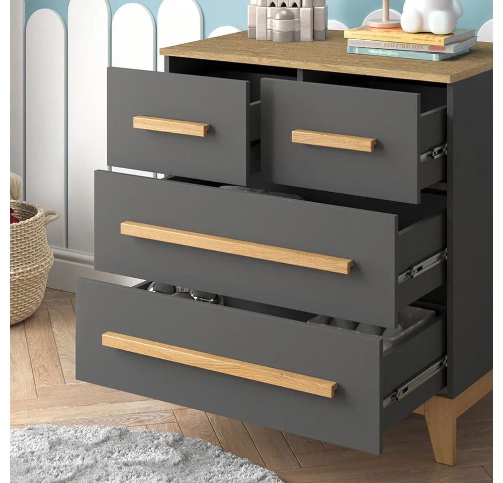 VitaliSpa® Kommode Malia Grau Eiche 4 Schubladen Modern - Bild 4